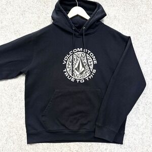Volcom Stone Hoodie Mens M Black True to This Logo Surf Skate Streetwear